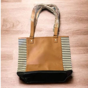Jewell by Thirty-One Striped Tan & Navy Bag